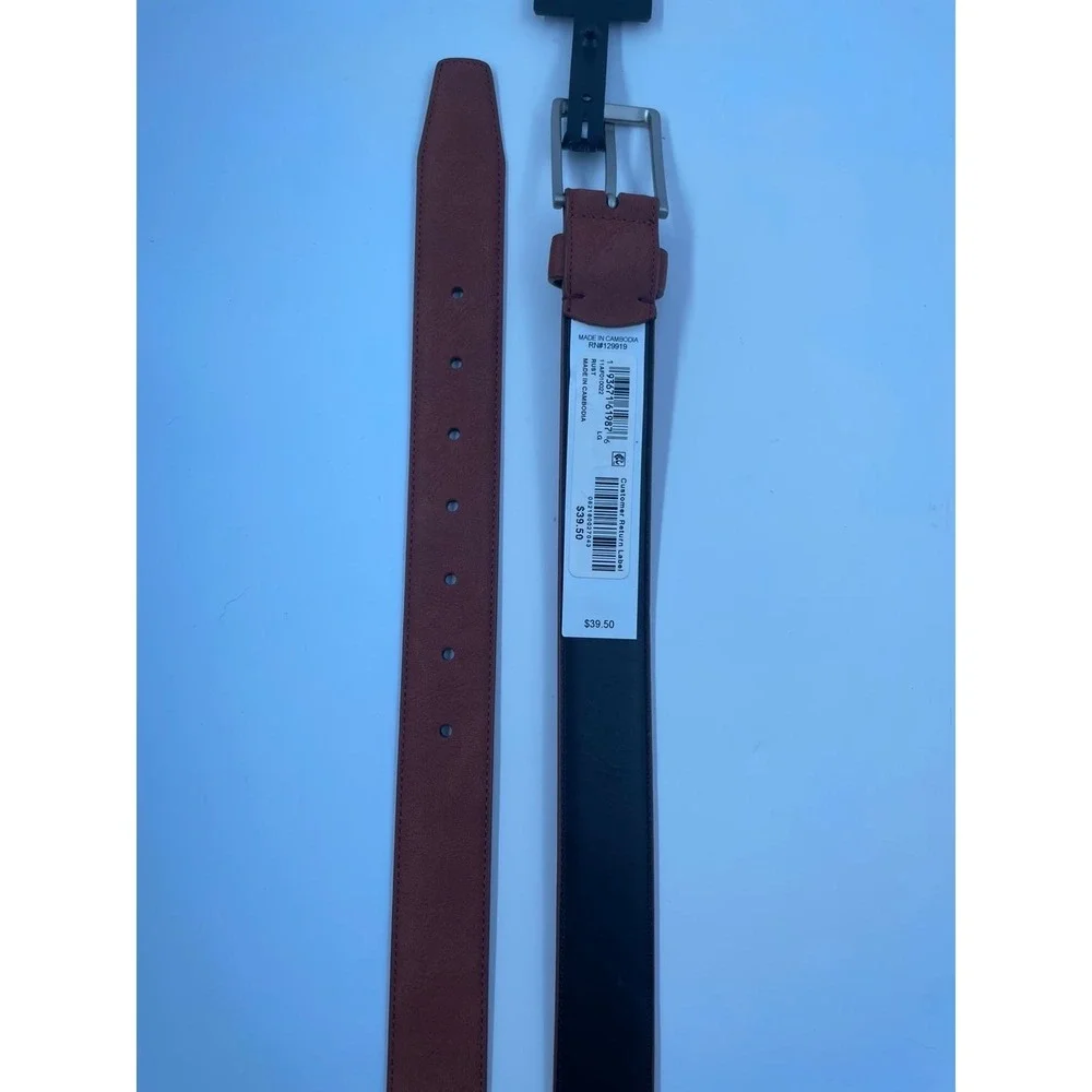 Alfani Mens Reversible Belt Rust Brown Black Silver Buckle Size Large 38-40